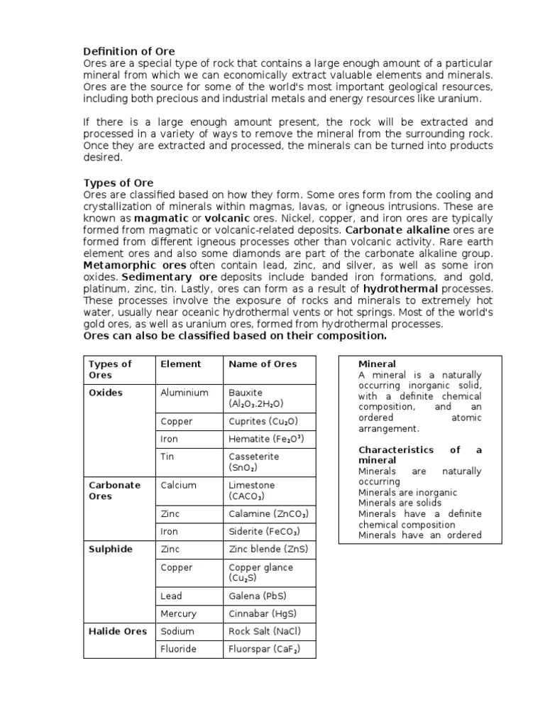 Ore: What It Is and Why We Need It